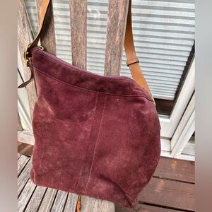 Vintage coach hobo suede crossbody, wine